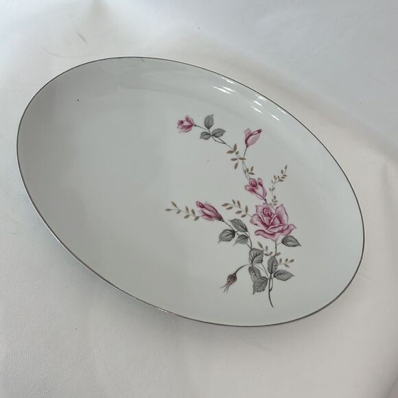 Castlecourt Rose Glow Serving Platter Fine China Japan 12 Inches X 9 1/4 Inches - Picture 2 of 6
